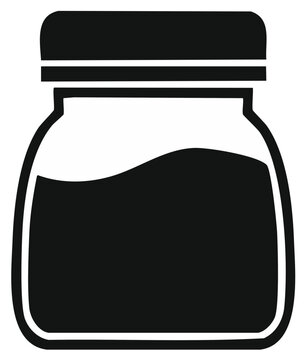 Simple icon illustration of a jar filled with liquid and a lid