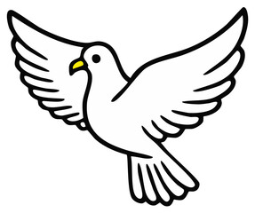 Obraz premium Stylized Peace Dove with Spread Wings Flying Design, Bird Symbol Sign Icon, Minimalist Cartoon