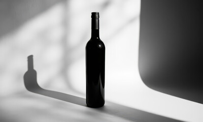 Minimalist Geometry: A Wine Bottle and a Sharp Shadow Line