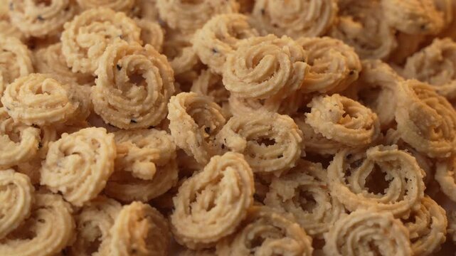Murukku a south Indian snack on closeup shot.
