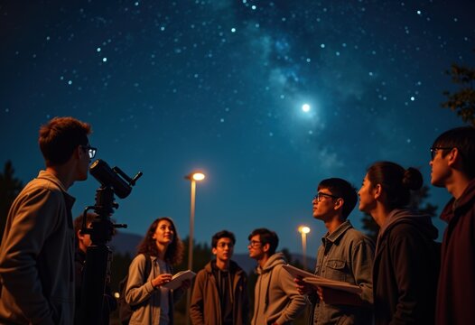 Night Sky Astronomy Class Stargazing Telescope lluminated Stars and Cosmos Celestial Exploration