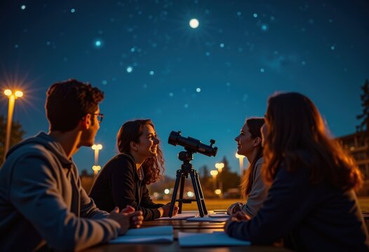 Night Sky Astronomy Class Stargazing Telescope lluminated Stars and Cosmos Celestial Exploration
