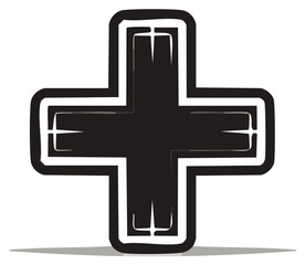 Fototapeta premium Bold black and white illustration of a medical cross symbol
