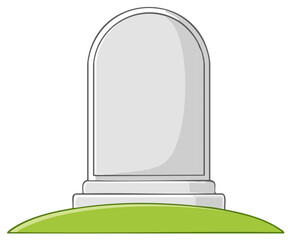 Cartoon illustration of a blank tombstone on green grass, isolated.