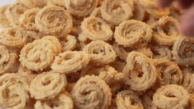 Murukku a south Indian snack on closeup shot.
