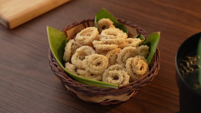 Murukku a south Indian snack on closeup shot.
