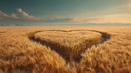 Obraz premium Heart Shape in a Wheat Field