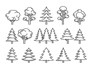 Obraz premium Forest tree silhouettes in clean line art style