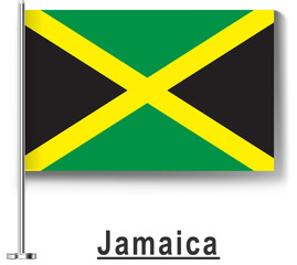 Jamaica national flag green black yellow saltire waving