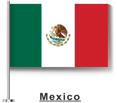 Mexico national flag with eagle and snake emblem waving