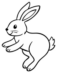 Obraz premium Cartoon rabbit leaping in a playful posture, outline illustration.