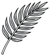 Obraz premium Stylized Fern Leaf Illustration Botanical Design Element Single Gray Scale