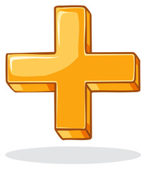 Obraz premium Shiny Golden Plus Sign With Realistic 3D Effect and Shadow