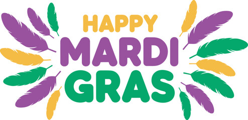 Joyful Carnival Celebration Graphic Design with Vibrant Feathers and Festive Typography