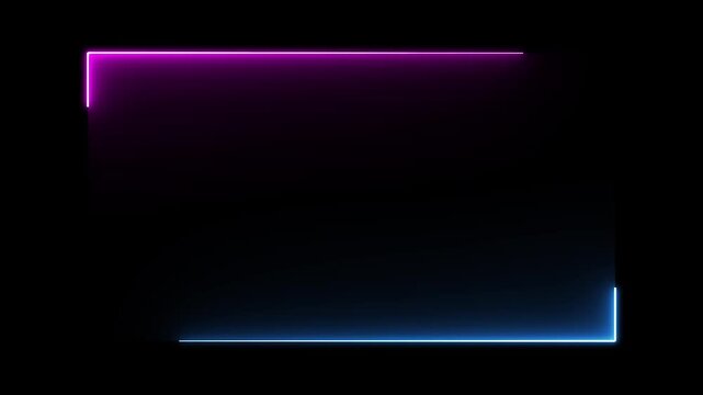 neon electric video frame with glowing blue and purple border and dark center for text or content insertion