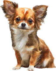 a portrait of a small long haired chihuahua dog with large upright ears