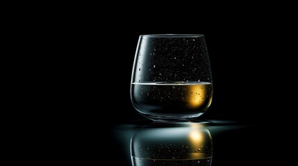 Golden Sparkling Beverage with Bubbles and Reflection