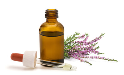 Heather flowers with essence bottle