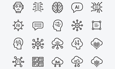 Fototapeta premium Artificial intelligence icon AI and technology symbol. Vector illustration