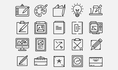 Fototapeta premium Graphic design icon Containing digital art, creativity, drawing, portfolio, idea, web design, designer, stationary, software, tools, drawing and more