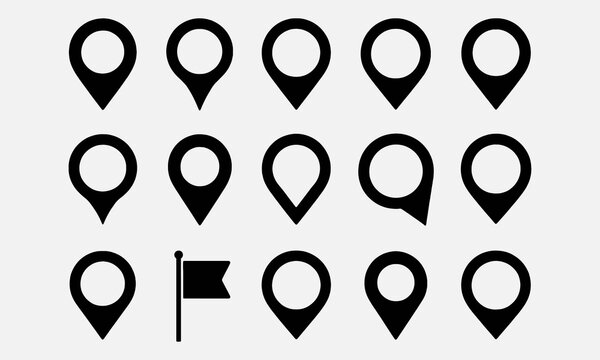Map pin location icon Map markers isolated on white background. Black pointer GPS location symbol. Vector illustration