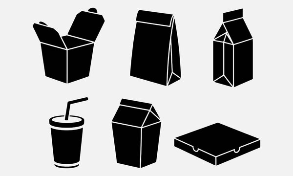 Packaging Food icon  Fast food box and bag symbol. Solette Vector illustration