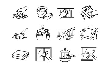 Fototapeta premium Icon floor simple collecting railing generation hanging rinse tool vector cloth clean
