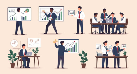 A calm businessman focused on work in a modern office setting, ideal for business themes and professional content.