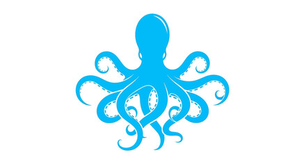 A blue octopus illustration with tentacles curled and suckers visible, depicted against a white background from a front viewpoint © Steven