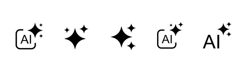 AI Artificial Intelligence Gradient Text Logo Icon Set