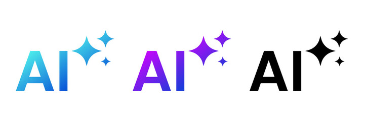 AI Artificial Intelligence Sparkle Technology Icon Set