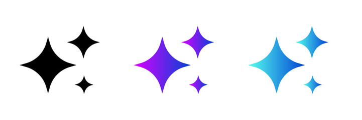 AI Artificial Intelligence Purple Sparkle Icon Set