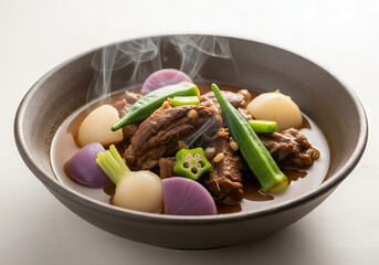 Racoon, Turnip & Okra Stew ., on sold white background