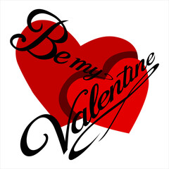 Vector illustration of stylized hearts with the inscription "Be my Valentine." Postcard, element of your design.
