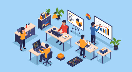 Fototapeta premium A minimalist illustration evokes professionalism and forward momentum, ideal for business presentations or motivational content.