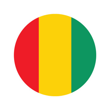 National flag of Guinea. Round Guinea flag. Vector illustration.	