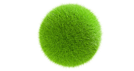 Green grass ball with random stems in a transparent background