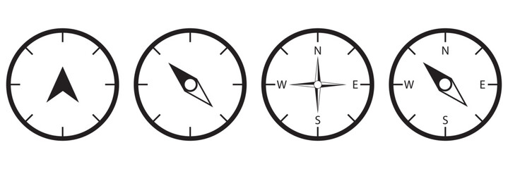 Compass icon set. Navigation equipment sign, wind rose icon, compass symbol collection. vector illustration © KHOMA