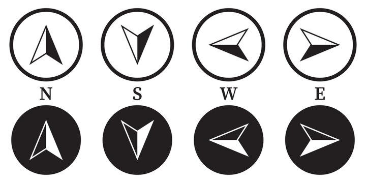 Compass icon set. Navigation equipment sign, wind rose icon, compass symbol collection. vector illustration