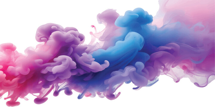 Abstract blue watercolor background featuring nature-inspired ink splashes and ethereal clouds of paint on textured paper with light pink accents and a liquid smoke pattern