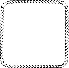 Square rope frame. Twisted nautical border vector outline