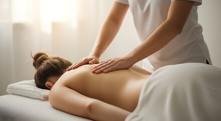 Fototapeta premium Massage therapist working on woman's back