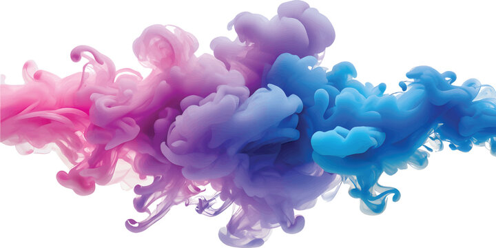 A vibrant splash of colorful ink creates an abstract, flowing design against a clean white background. This fluid artwork showcases a spectrum of hues.