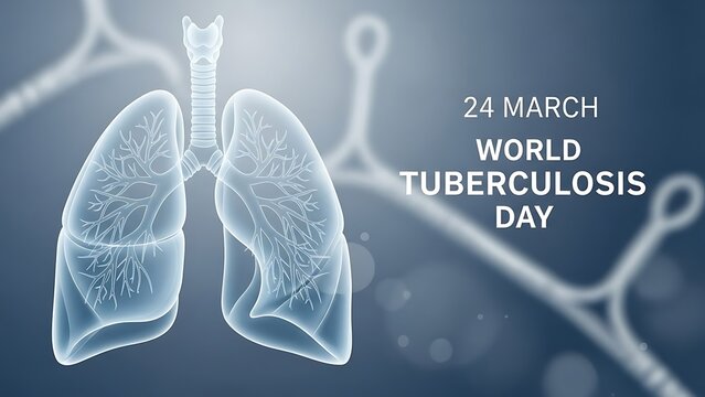 World Tuberculosis Day awareness campaign featuring lungs illustration to educate people about tuberculosis disease and its impact on global health on twenty fourth march