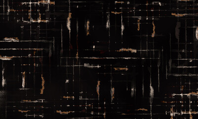 黒の色の背景にかすれ、汚れ、焼けのある質感の表面のグリッド、チェック、格子の柄のような模様でデザインしたイラストの画像、装飾物、壁紙、テクスチャのグラフィックの素材