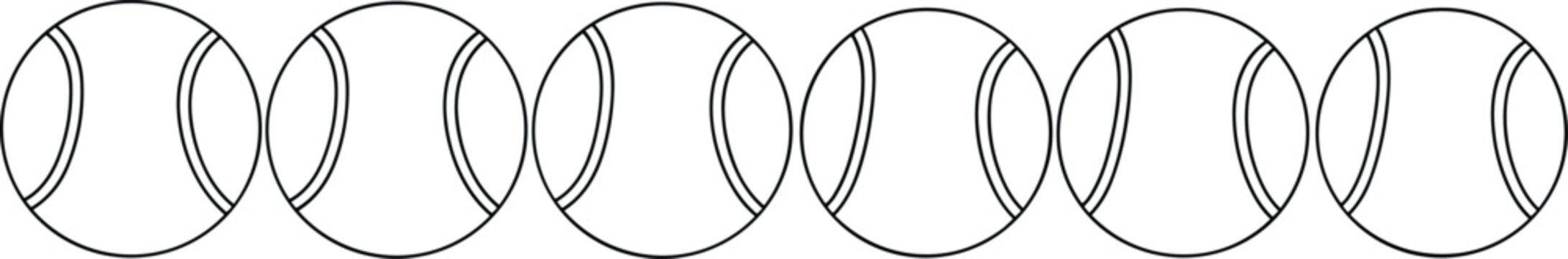 Baseballs arranged in horizontal line, sports equipment illustration, baseball pattern design, vector artwork for education, training, and creative projects