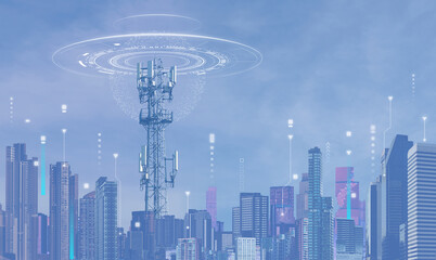 Cellular network tower for mobile phone calls, Telecommunication business background