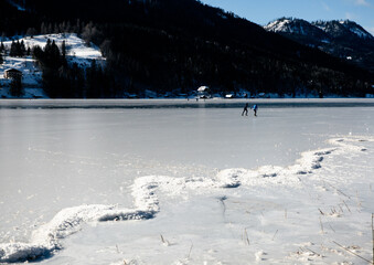 winter at the frozen Weissensee lake