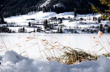 winter at the frozen Weissensee lake