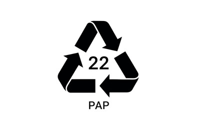 Obraz premium Black recycling symbol with arrows and number twenty two
